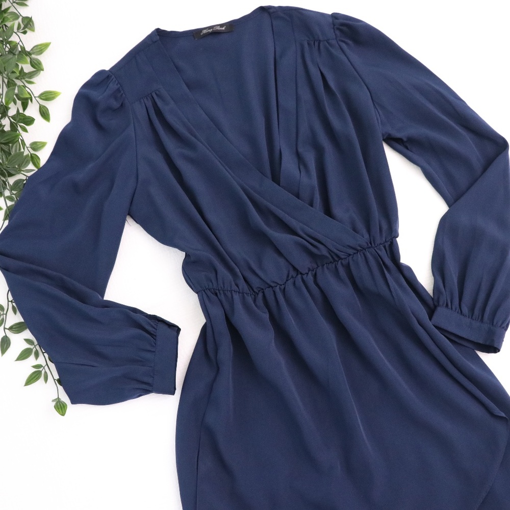 Honey Punch Dark Blue Faux Cross Body Dress M